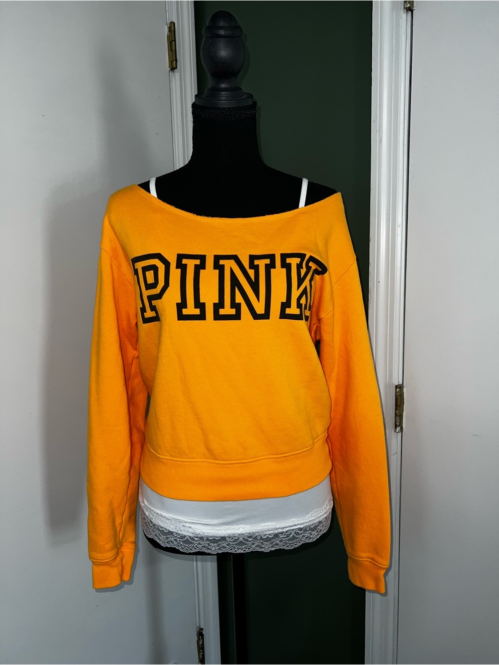 PINK Victoria's Secret Yellow Off-Shoulder Sweatshirt